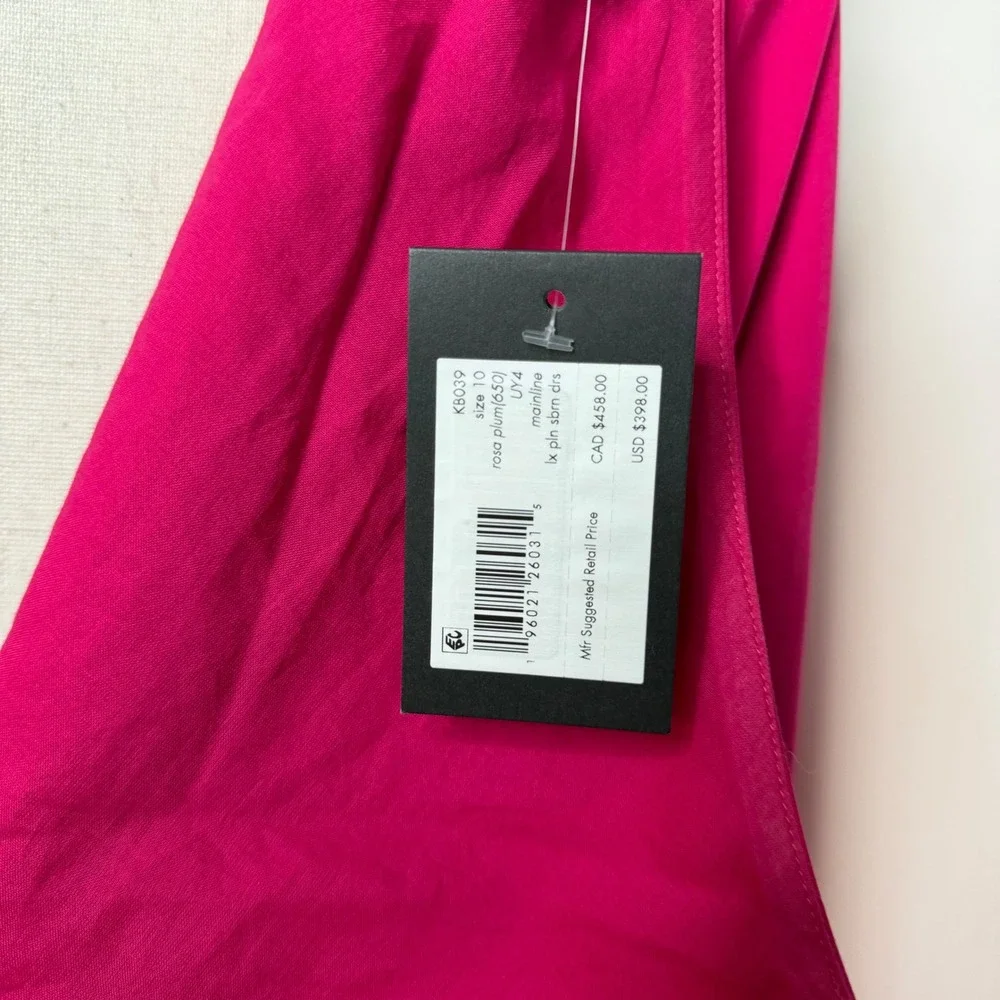NWT Kate Spade Poplin One Shoulder Sabrina Dress Bow Midi Pink Rosa Plum Size 10